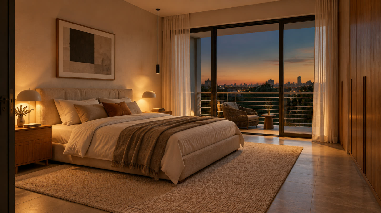 Principal bedroom with balcony access